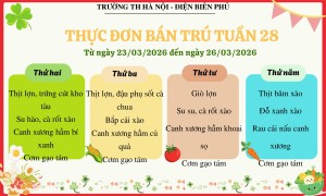 Thực đơn bán trú Tuần 28, Năm học 2025-2026